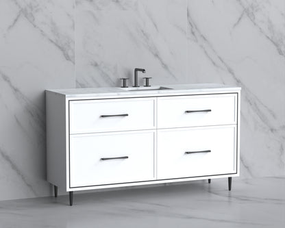 Profile 60C" Free standing Vanity Cabinet with Mid-Century Feet