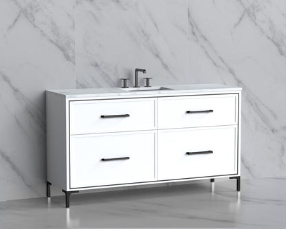 Profile 60C" Free standing Vanity Cabinet with Trendsitional Feet
