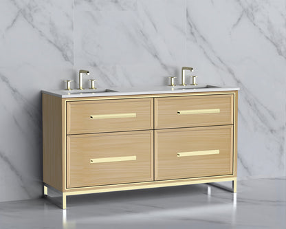 Profile 60D" Free Standing Vanity Cabinet with Contempo Feet/Base