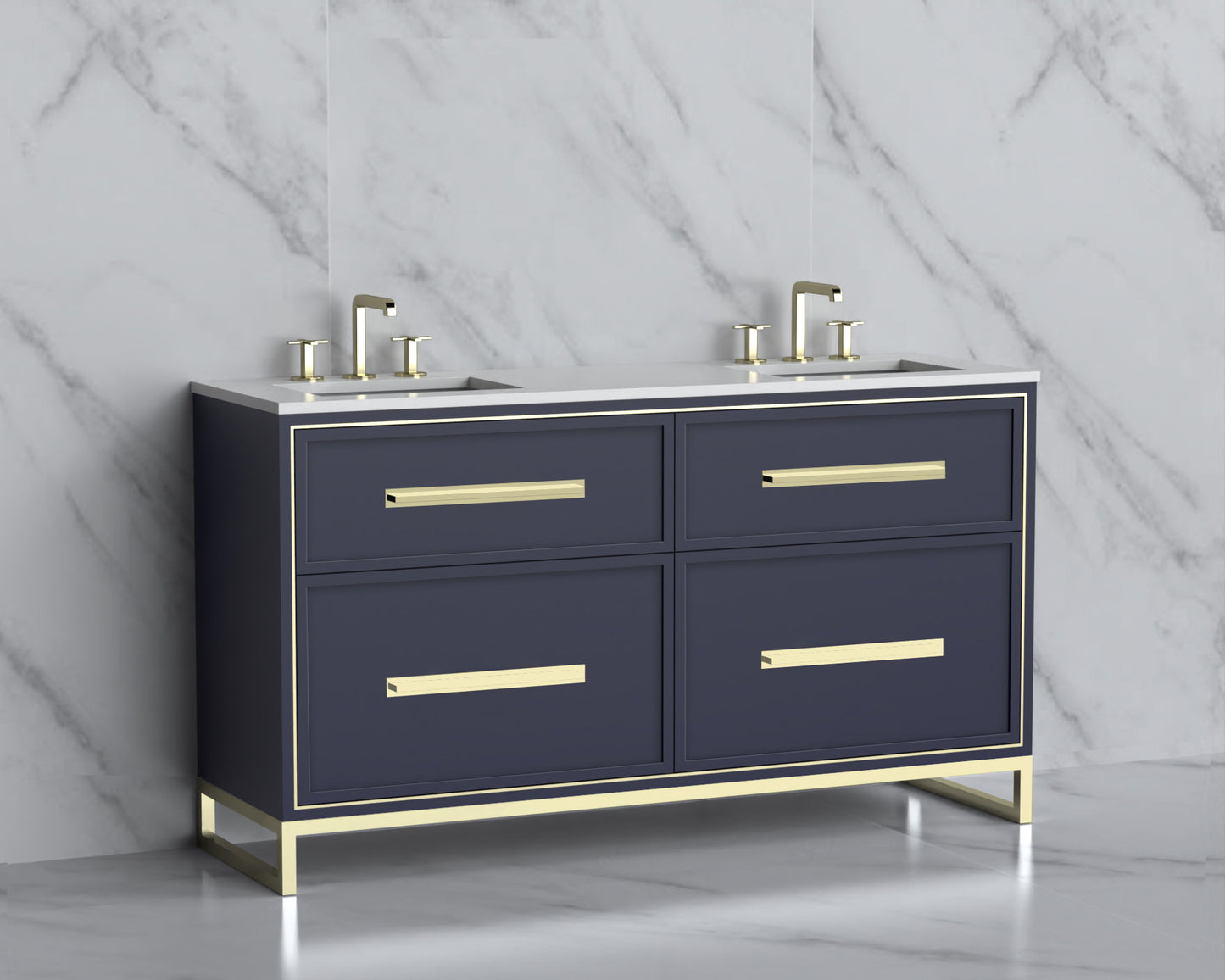 Profile 60D" Free Standing Vanity Cabinet with Contempo Feet/Base