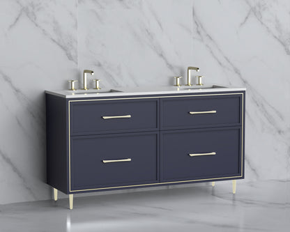 Profile 60D" Free standing Vanity Cabinet with Mid-Century Feet