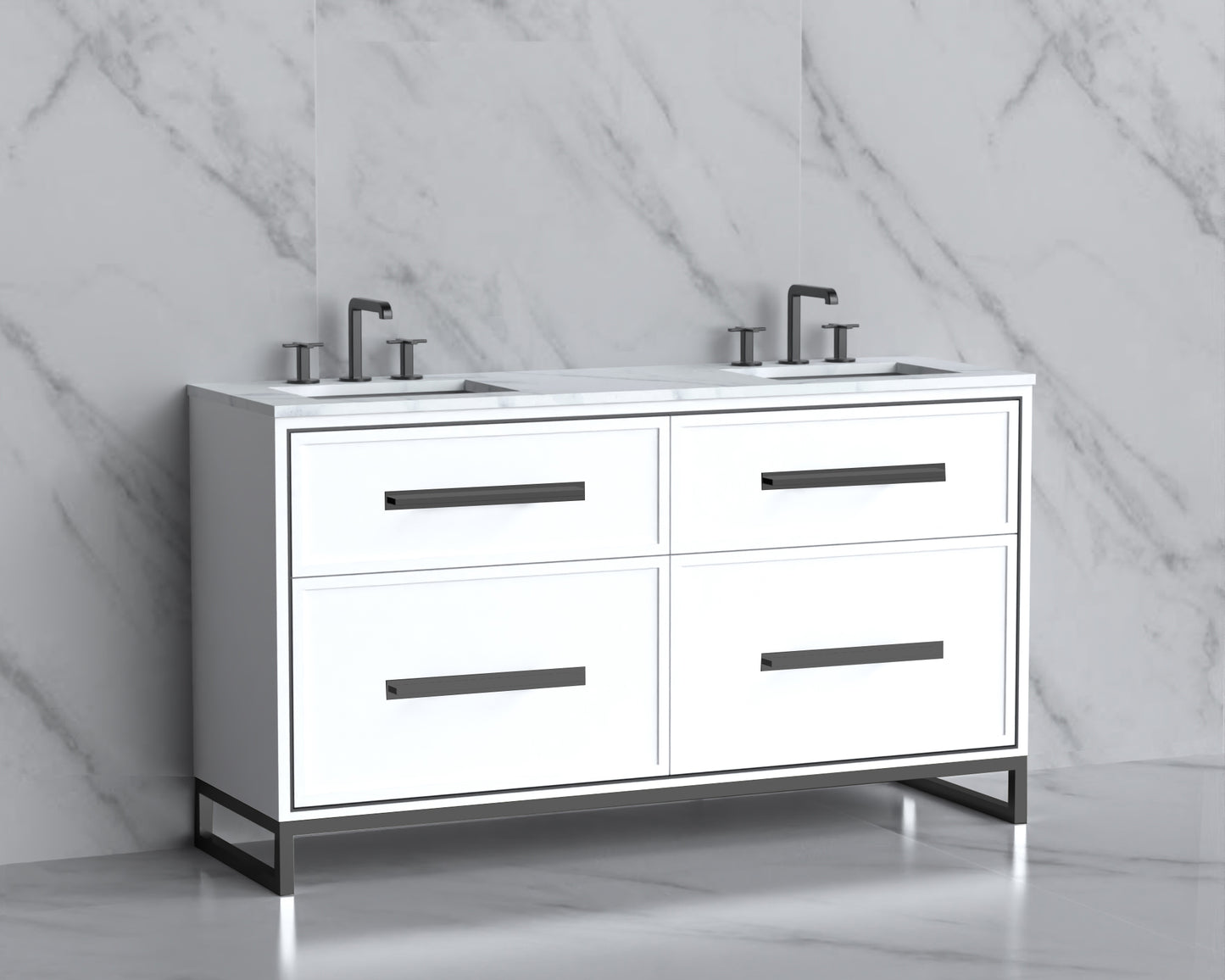 Profile 60D" Free Standing Vanity Cabinet with Contempo Feet/Base