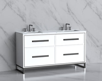 Profile 60D" Free Standing Vanity Cabinet with Contempo Feet/Base