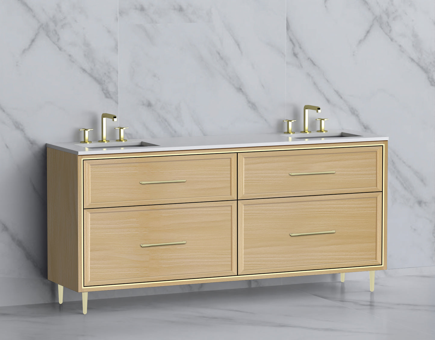 Profile 72" Free standing Vanity Cabinet with Mid-Century Feet