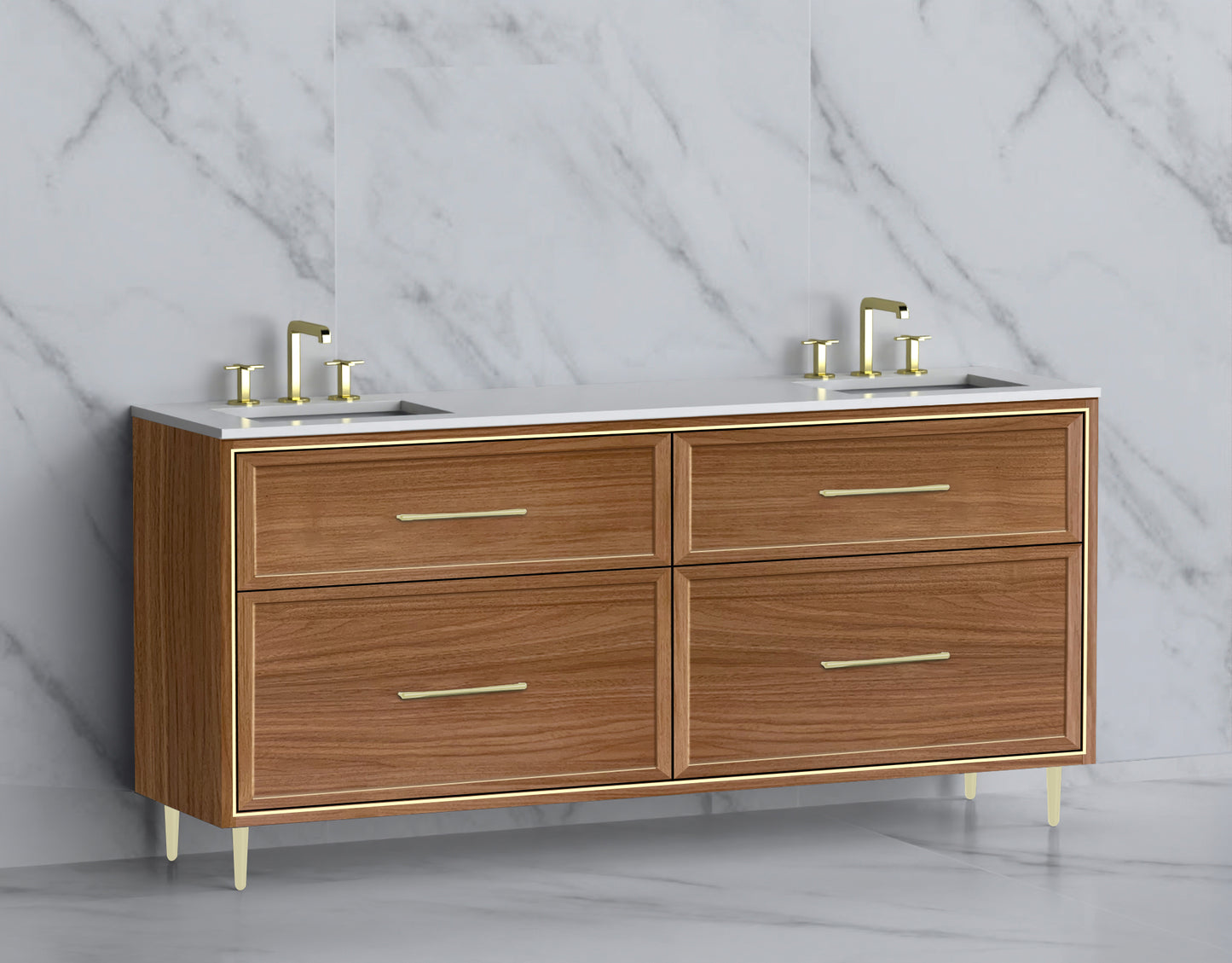 Profile 72" Free standing Vanity Cabinet with Mid-Century Feet