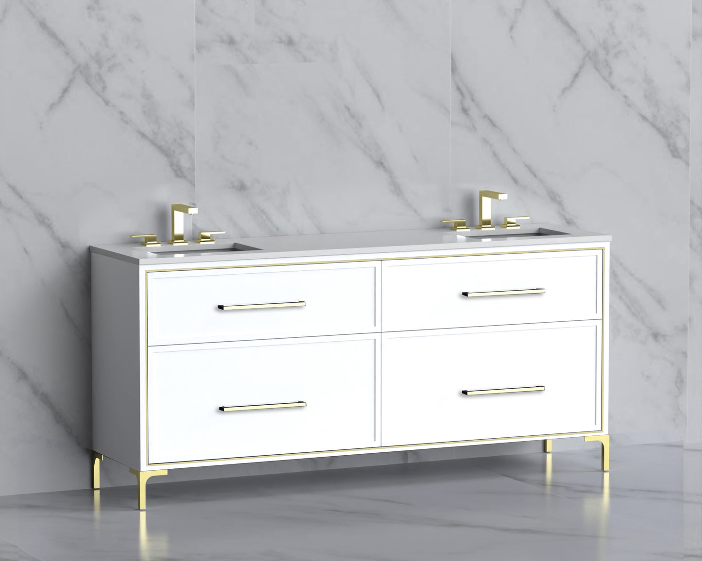Profile 72" Free standing Vanity Cabinet with Trendsitional Feet