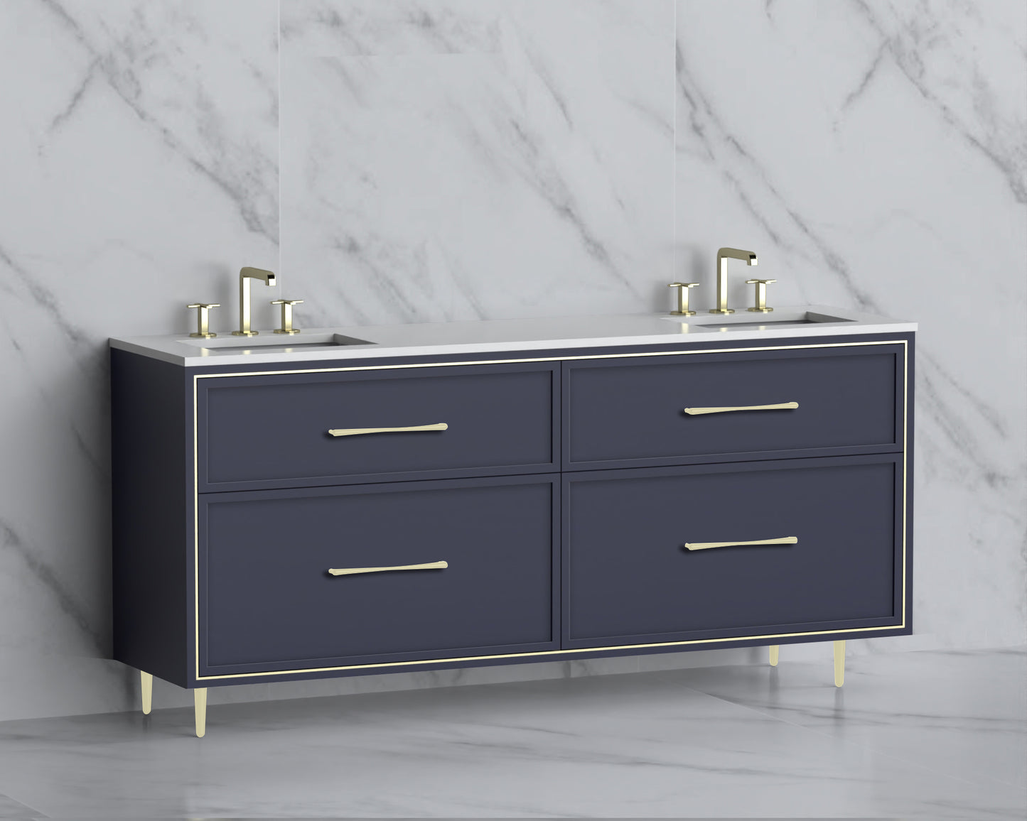 Profile 72" Free standing Vanity Cabinet with Mid-Century Feet