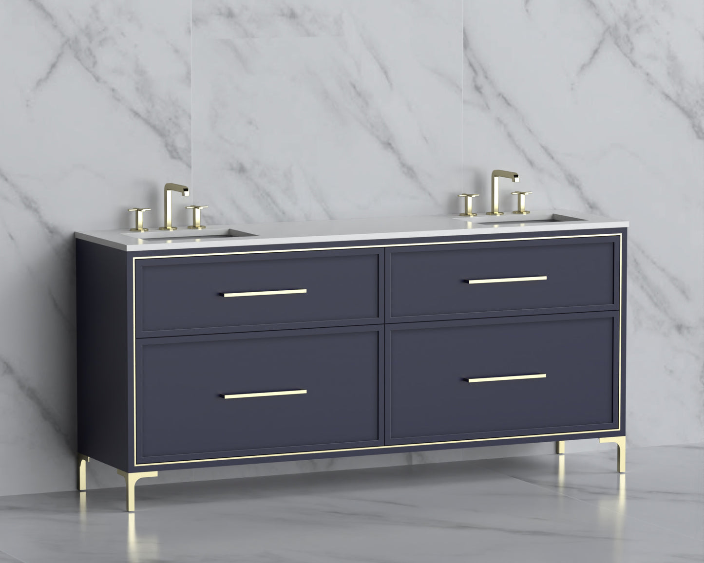 Profile 72" Free standing Vanity Cabinet with Trendsitional Feet