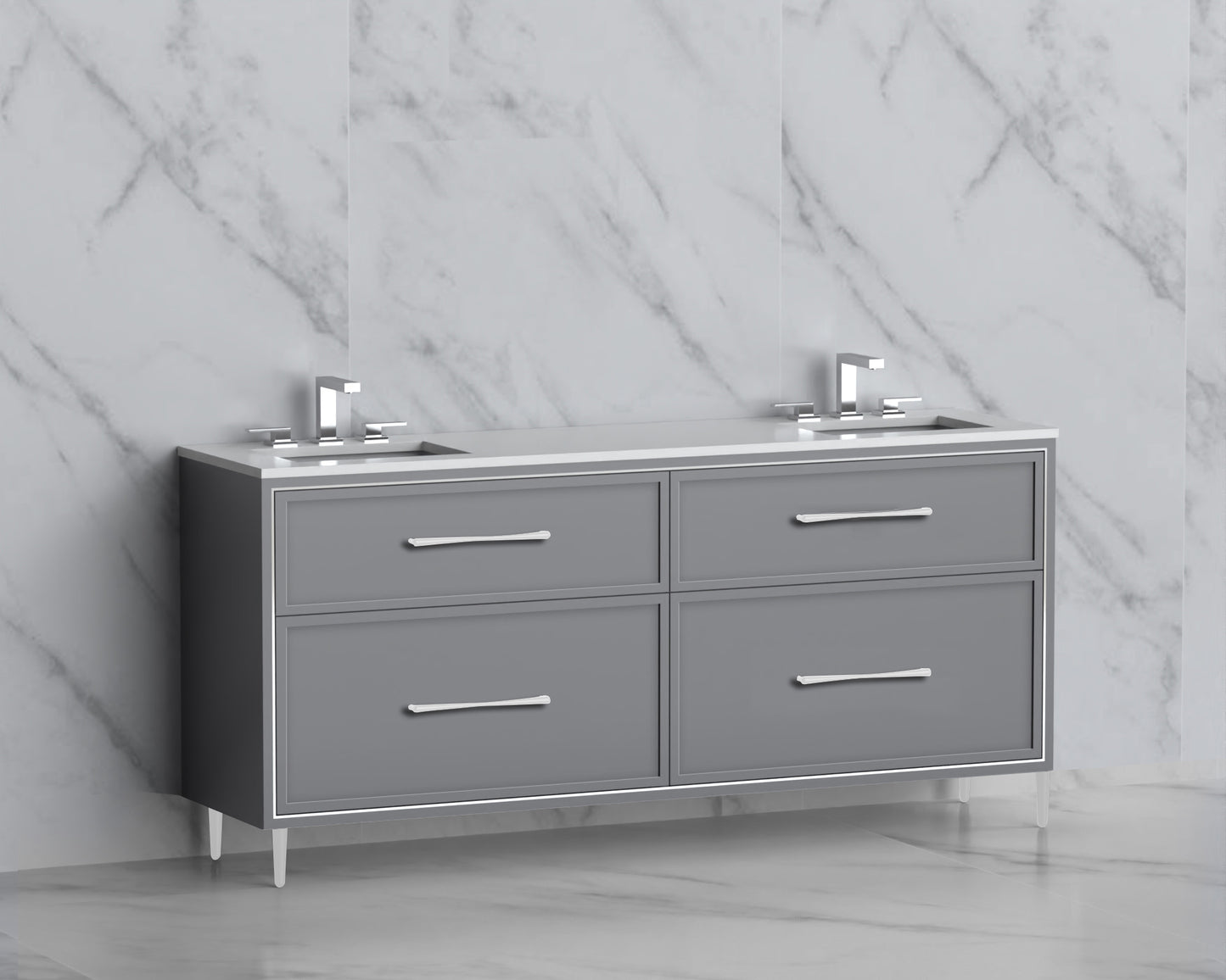Profile 72" Free standing Vanity Cabinet with Mid-Century Feet