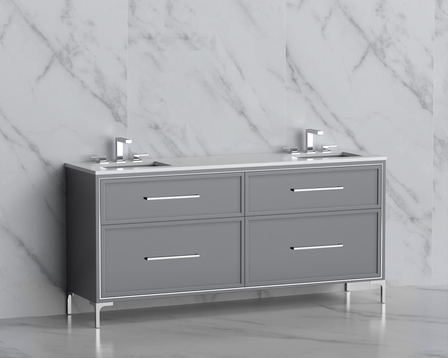 Profile 72" Free standing Vanity Cabinet with Trendsitional Feet