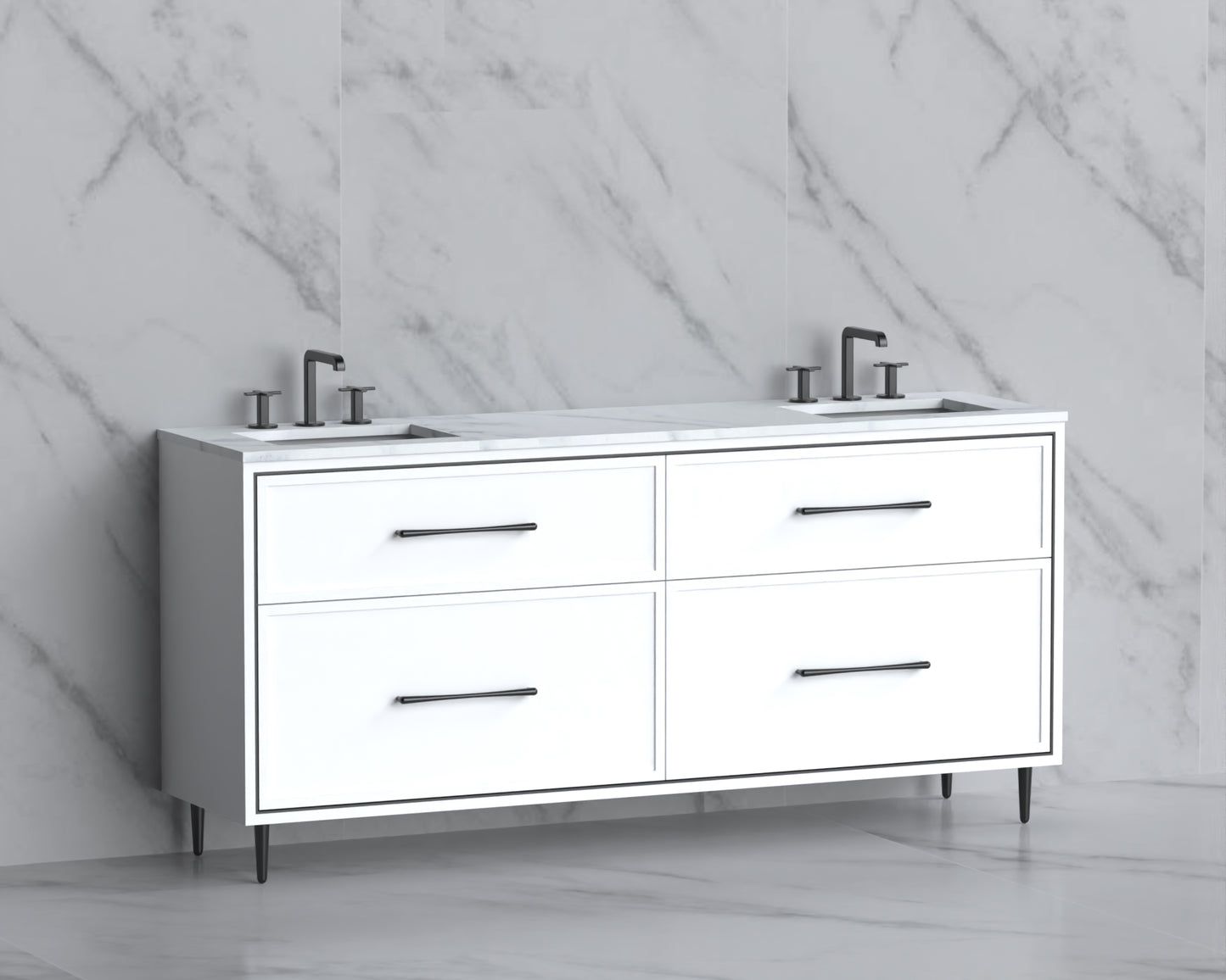 Profile 72" Free standing Vanity Cabinet with Mid-Century Feet