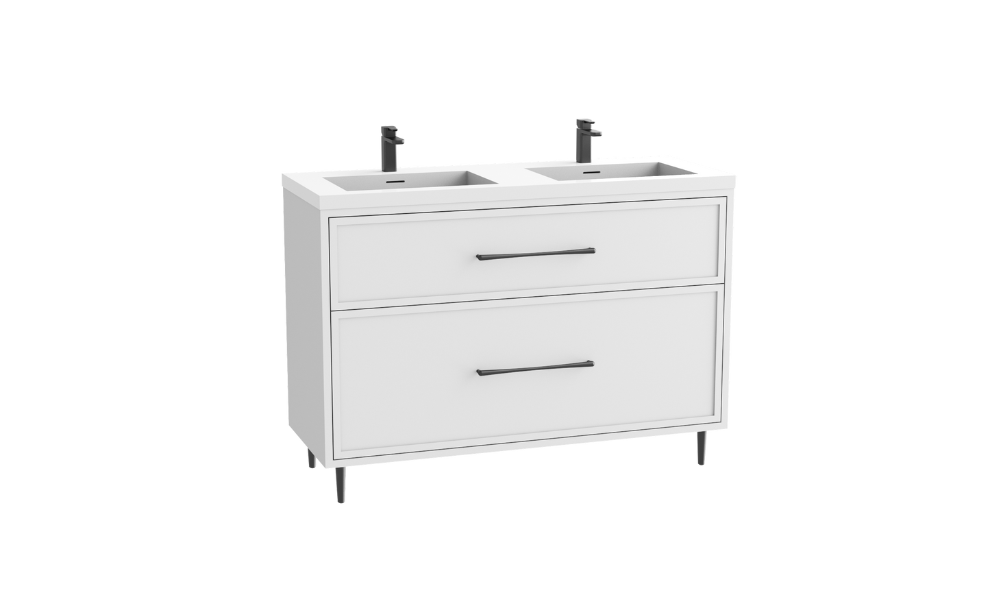 Profile SE 48D" Free standing Vanity Cabinet with Mid-Century Feet