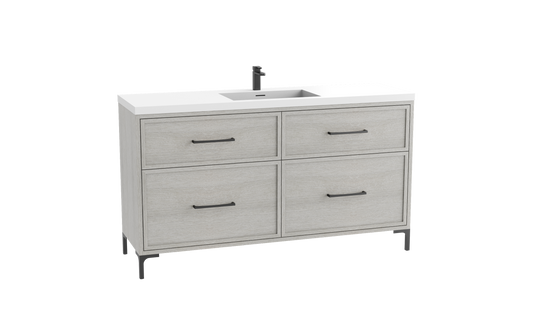 Profile SE 60C" Free standing Vanity Cabinet with Trendsitional Feet