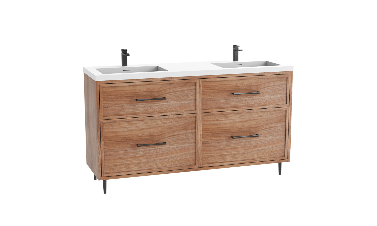 Profile SE 72D" Free standing Vanity Cabinet with Mid-Century Feet