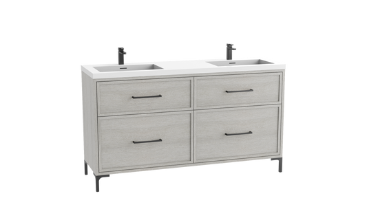 Profile SE 72D" Free standing Vanity Cabinet with Trendsitional Feet