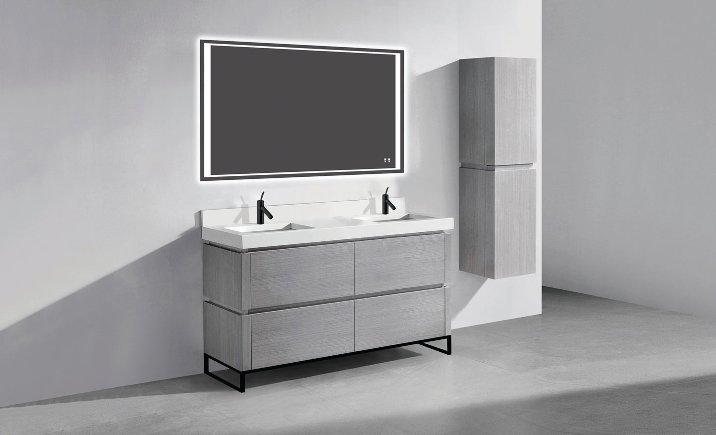 Metro 60D" Free Standing Vanity Cabinet