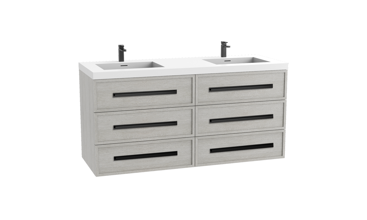 Madeli Legend 60D" Wall hung Vanity Cabinet
