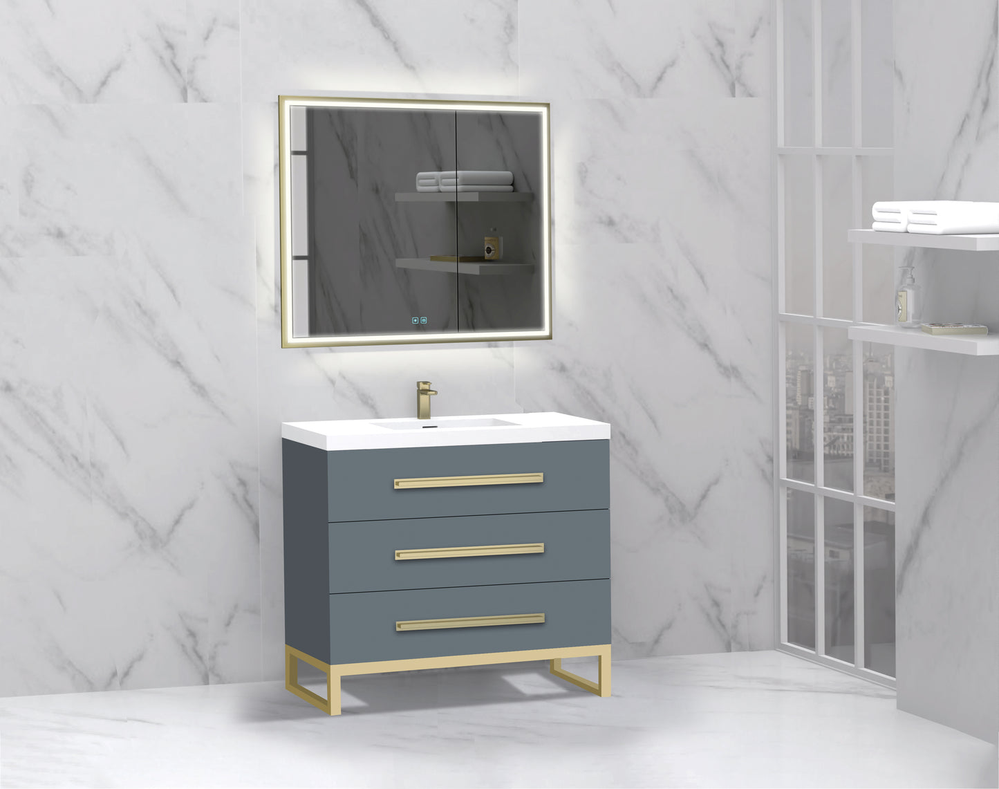 Icon 36" Free standing Vanity Cabinet with C-Base