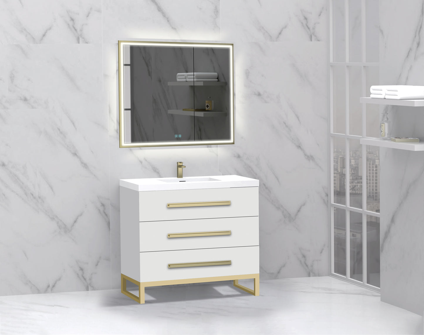 Icon 36" Free standing Vanity Cabinet with C-Base