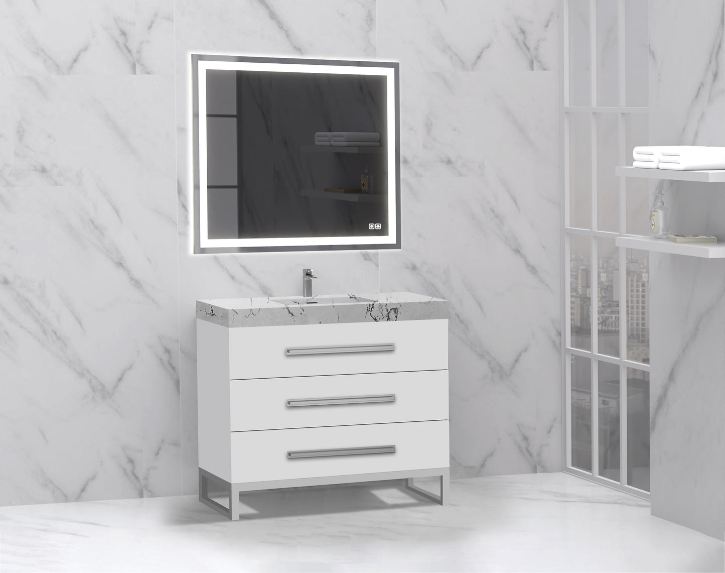 Icon 42" Free standing Vanity Cabinet with C-Base