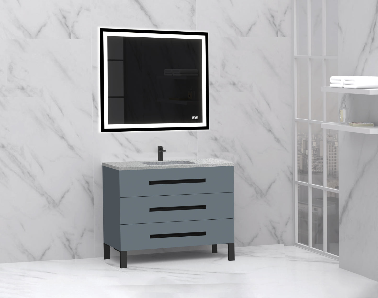 Icon 42" Free standing Vanity Cabinet with L-Feet