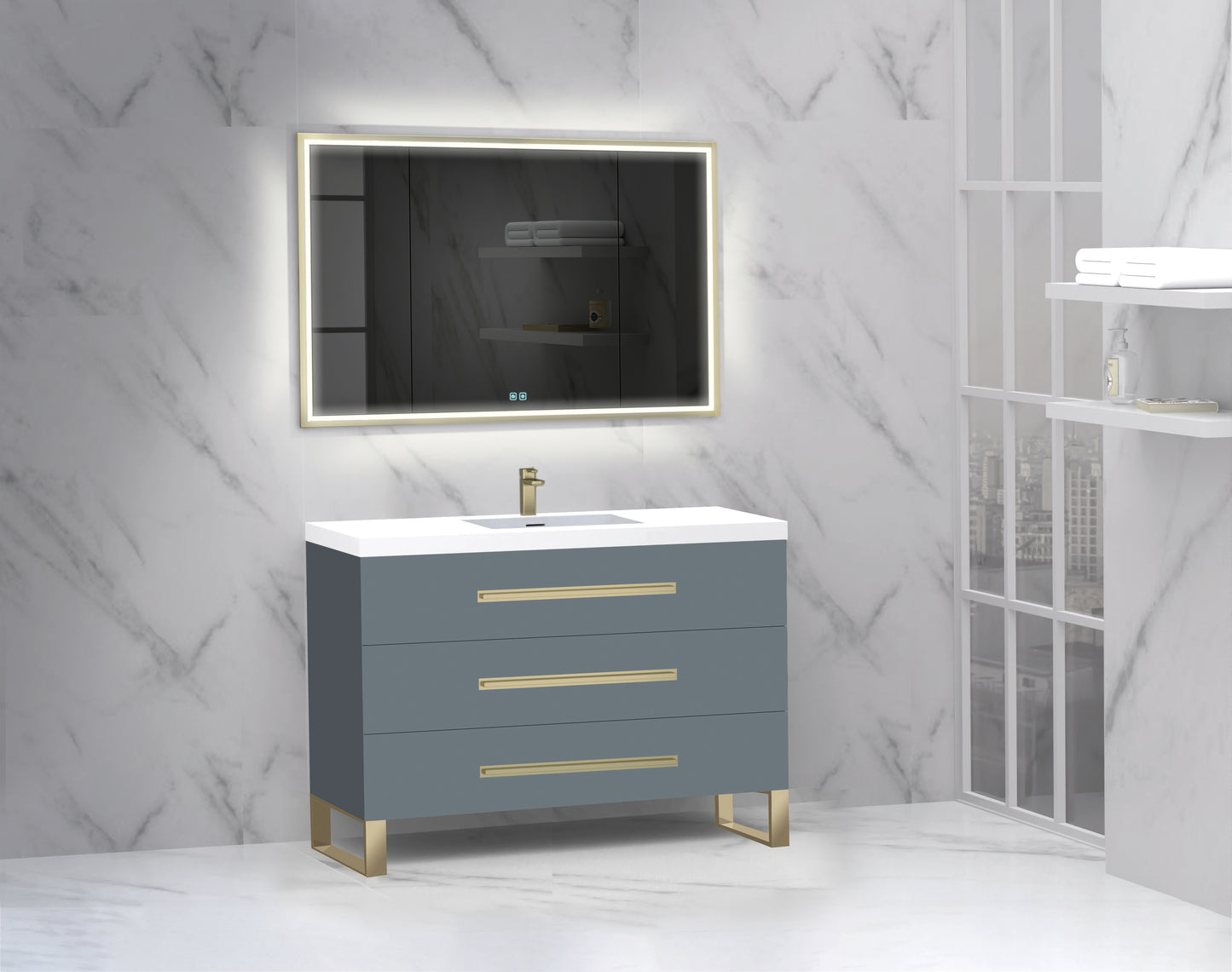Icon 48C" Free standing Vanity Cabinet with S-Feet