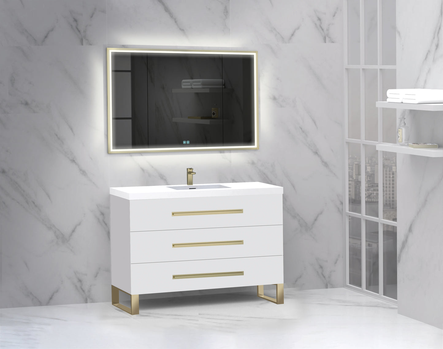 Icon 48C" Free standing Vanity Cabinet with S-Feet