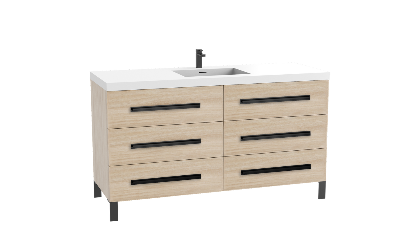 Icon 60C" Free standing Vanity Cabinet with L-Feet