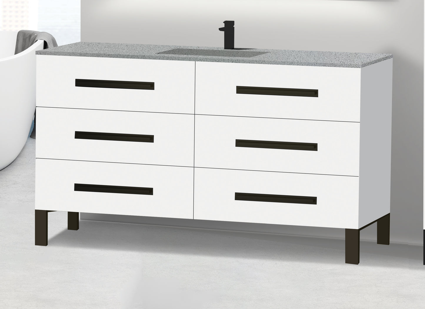 Icon 60C" Free standing Vanity Cabinet with L-Feet