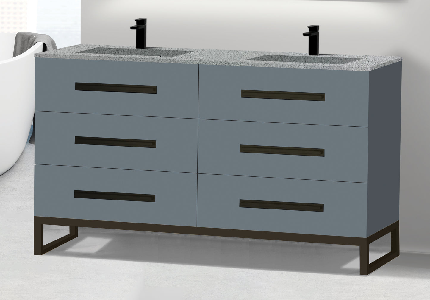 Icon 60D" Free standing Vanity Cabinet with C-Base