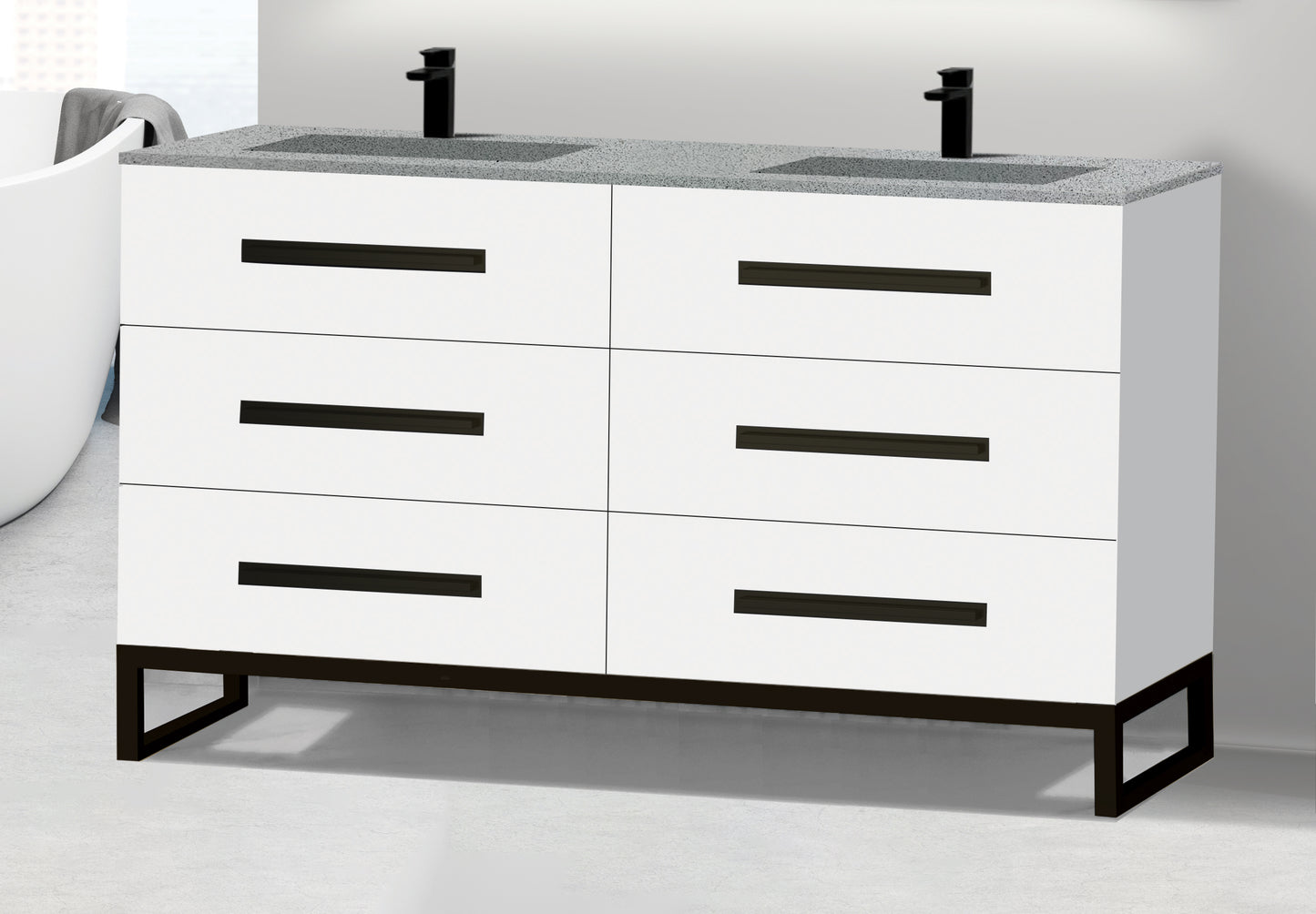 Icon 60D" Free standing Vanity Cabinet with C-Base