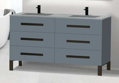 Icon 60D" Free standing Vanity Cabinet with L-Feet