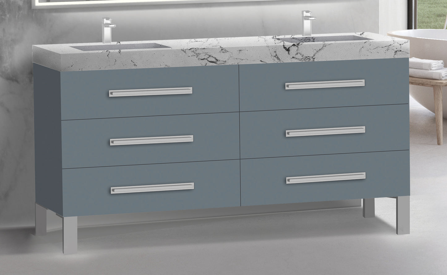 Icon 72D" Free standing Vanity Cabinet with L-Feet