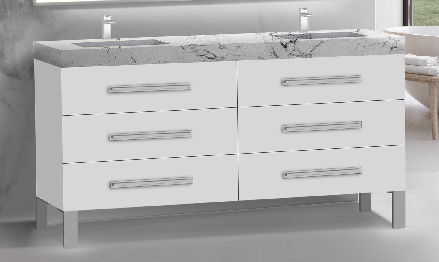 Icon 72D" Free standing Vanity Cabinet with L-Feet
