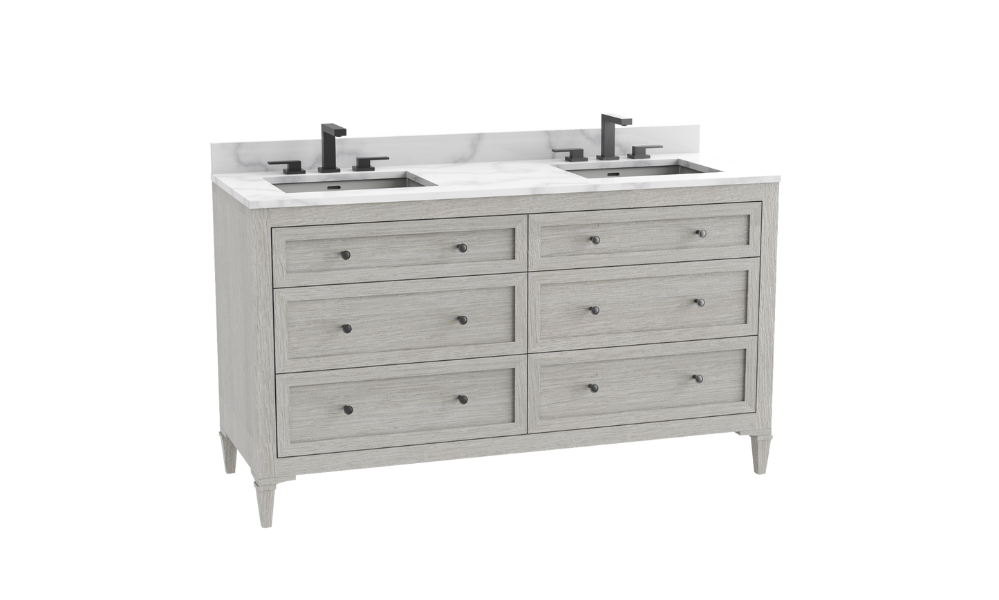 Heirloom 60D" Free standing Vanity Cabinet