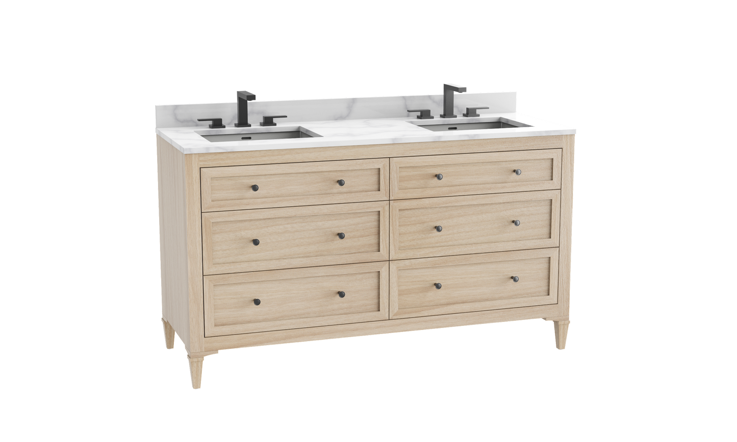 Heirloom 60D" Free standing Vanity Cabinet