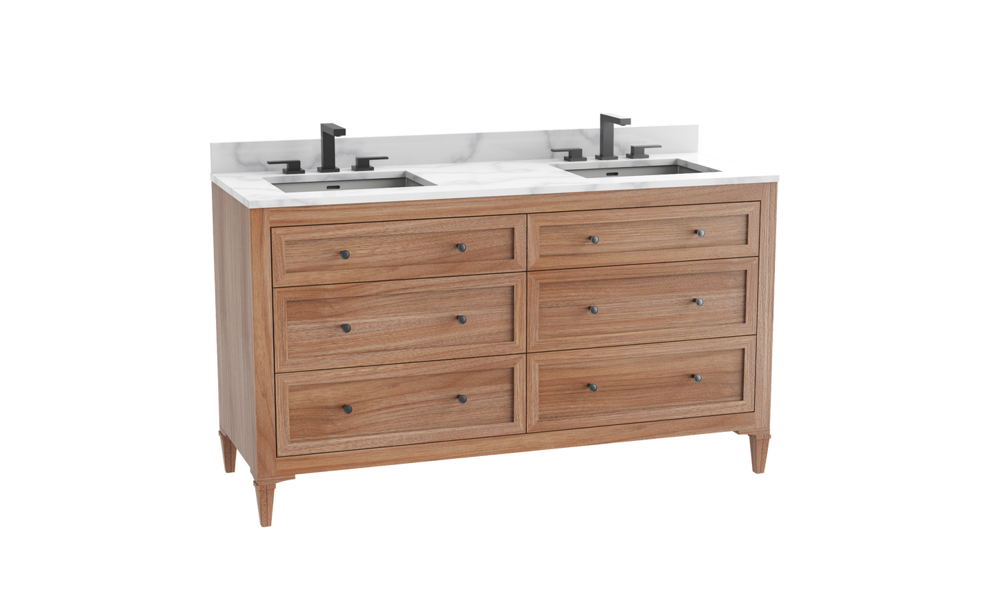 Heirloom 60D" Free standing Vanity Cabinet