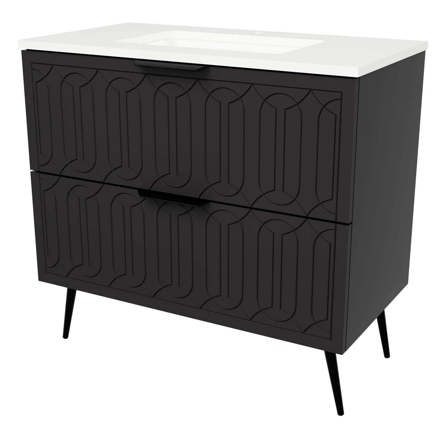 Elenora Floor Standing Vanity 36 Inch Black Satin