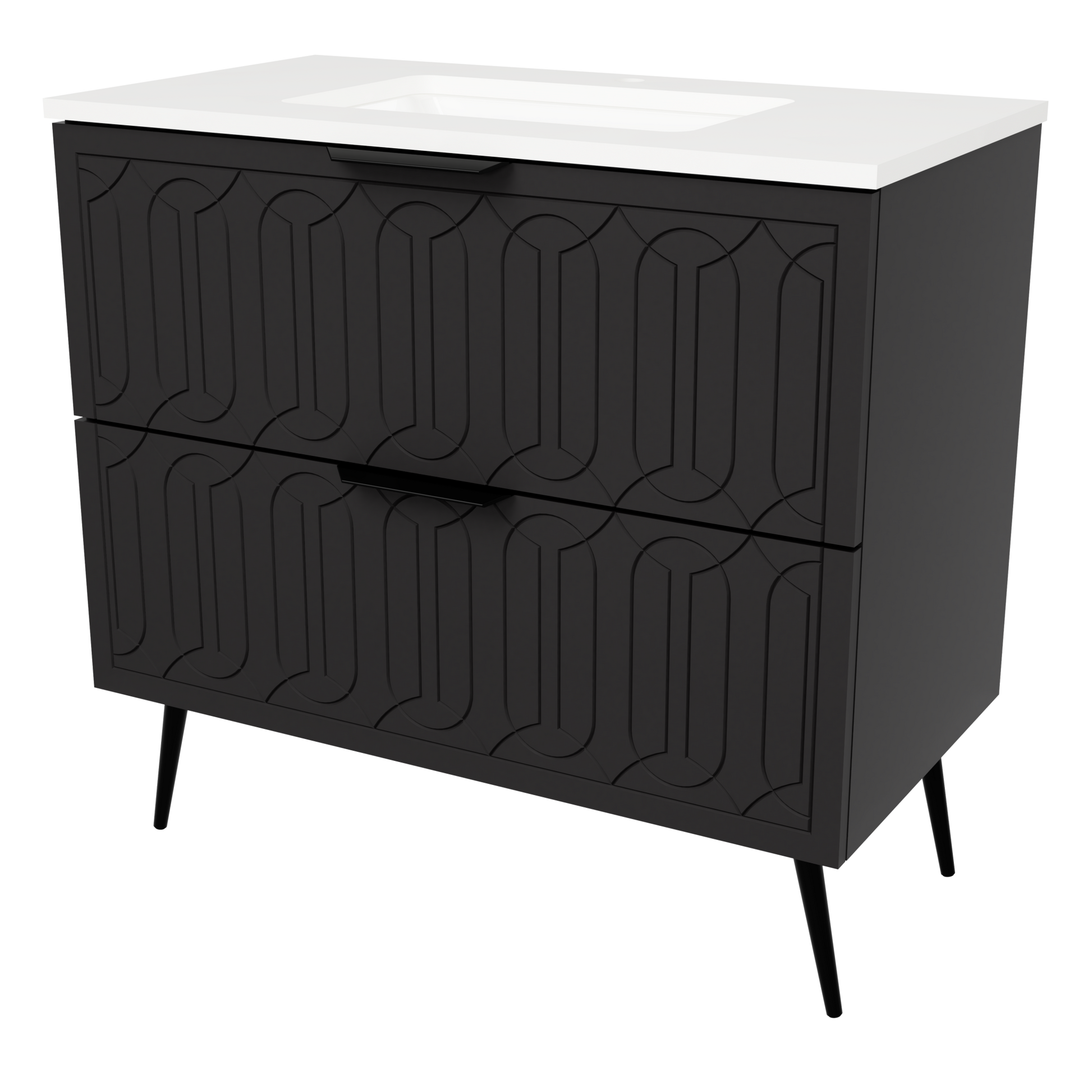 Elenora Floor Standing Vanity 36 Inch Black Satin