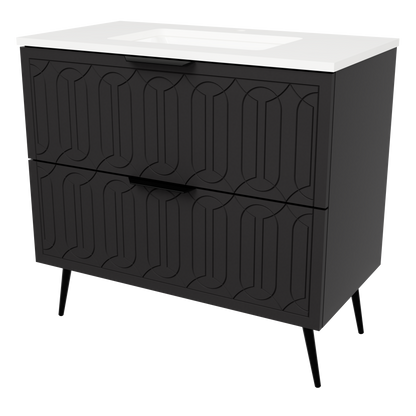Elenora Floor Standing Vanity 36 Inch Black Satin