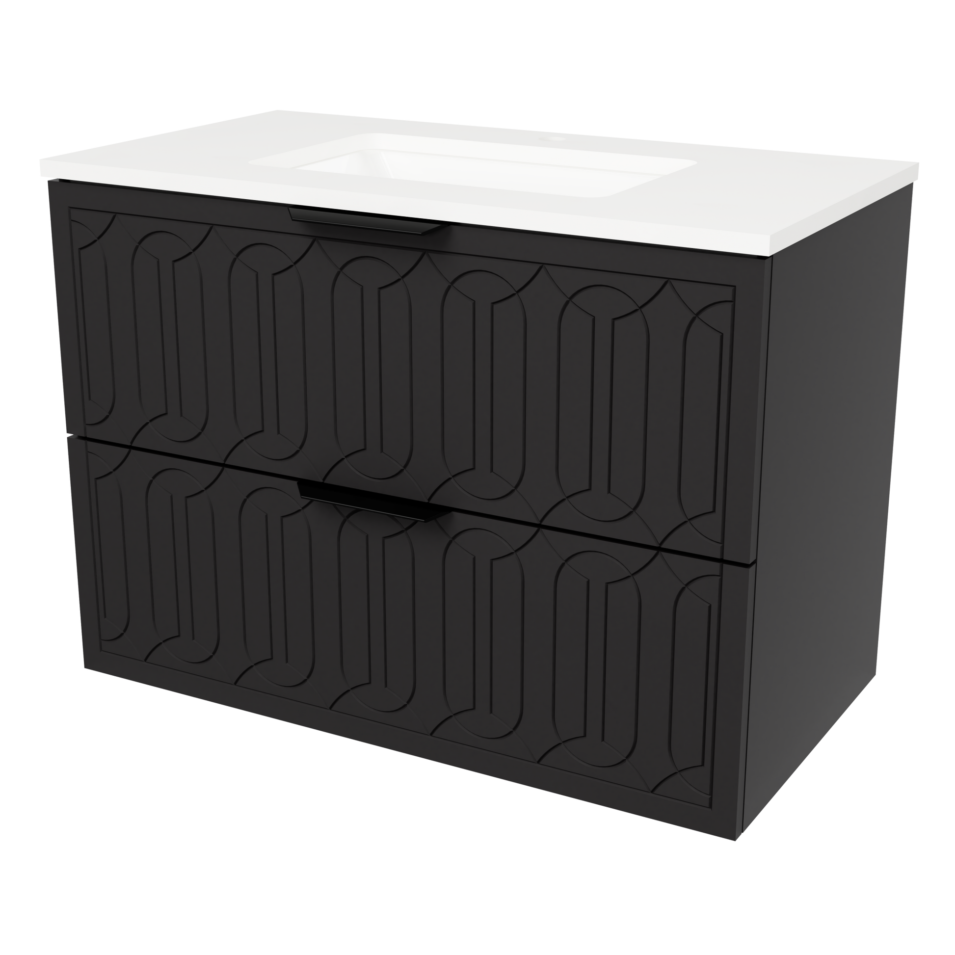 Elenora Wall Mount Vanity 36 Inch Black Satin