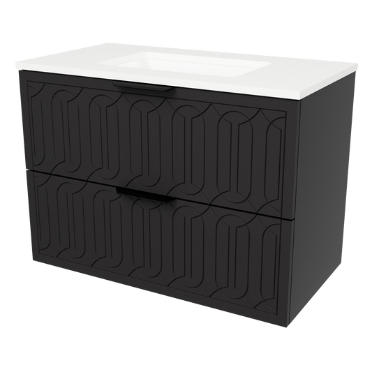 Elenora Wall Mount Vanity 36 Inch Black Satin