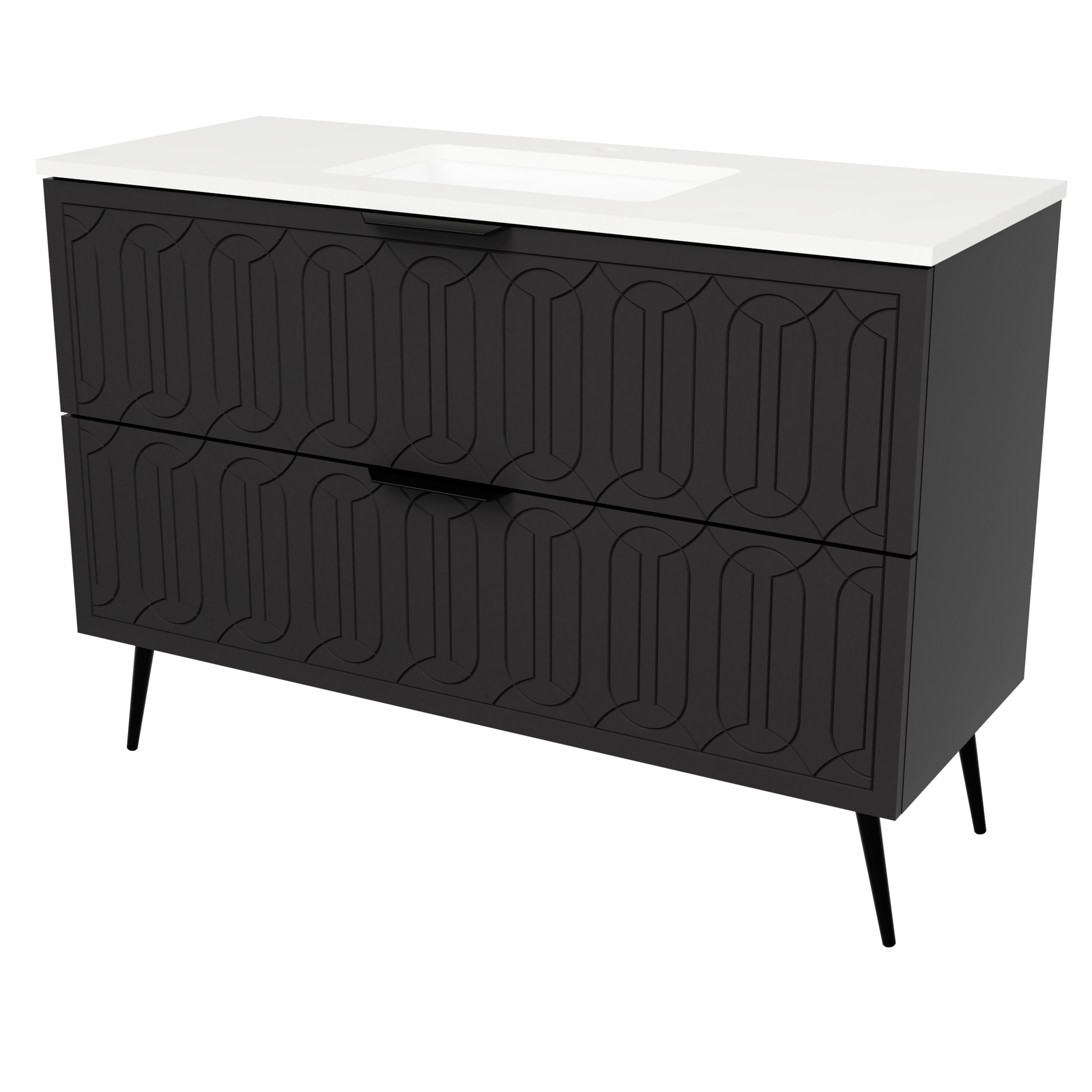 Elenora Floor Standing Vanity 48 Inch Black Satin
