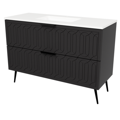 Elenora Floor Standing Vanity 48 Inch Black Satin