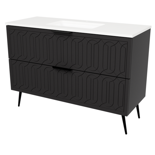 Elenora Floor Standing Vanity 48 Inch Black Satin
