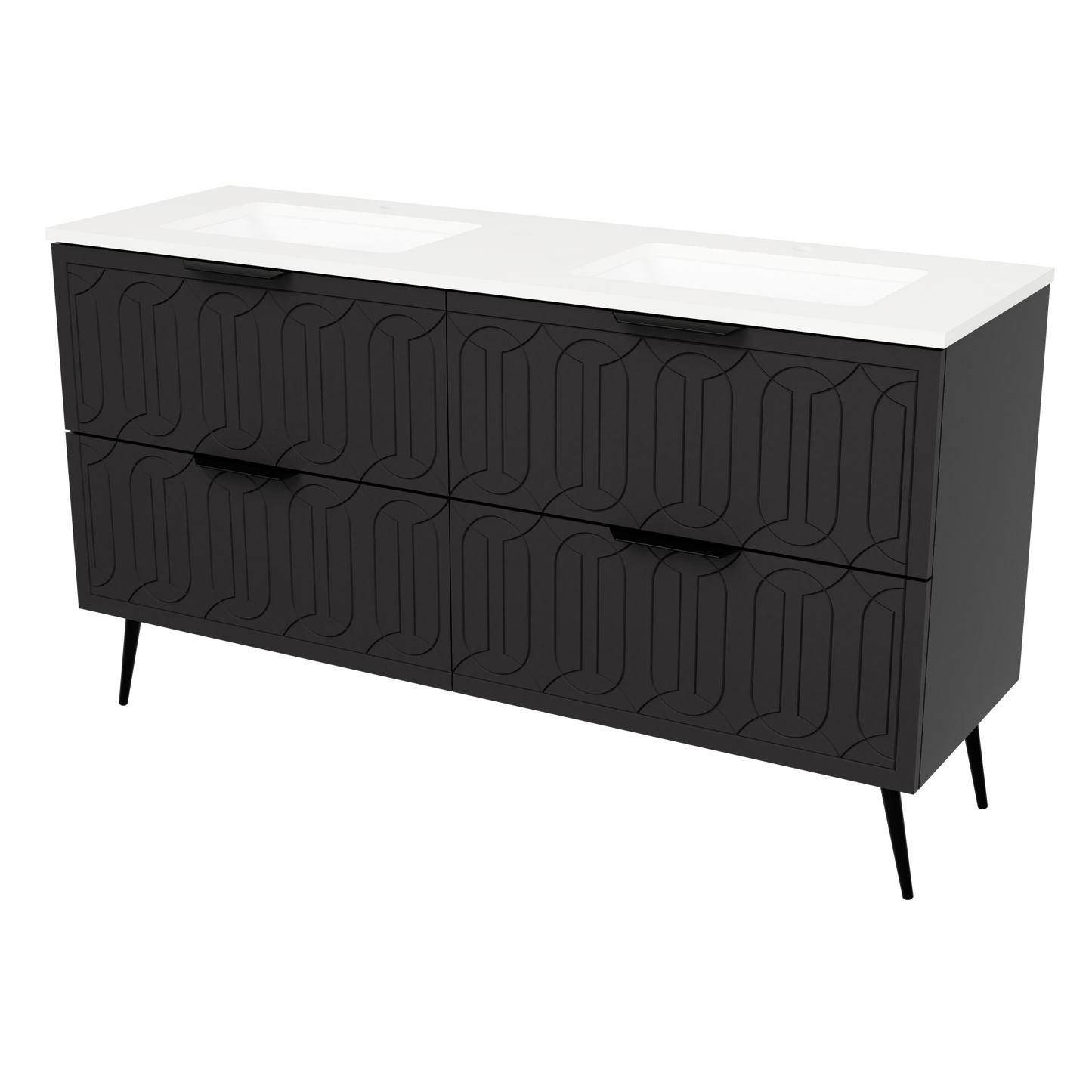 Elenora Floor Standing Vanity 60 Inch Black Satin