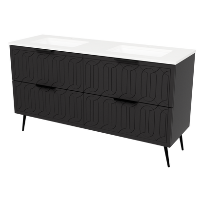 Elenora Floor Standing Vanity 60 Inch Black Satin