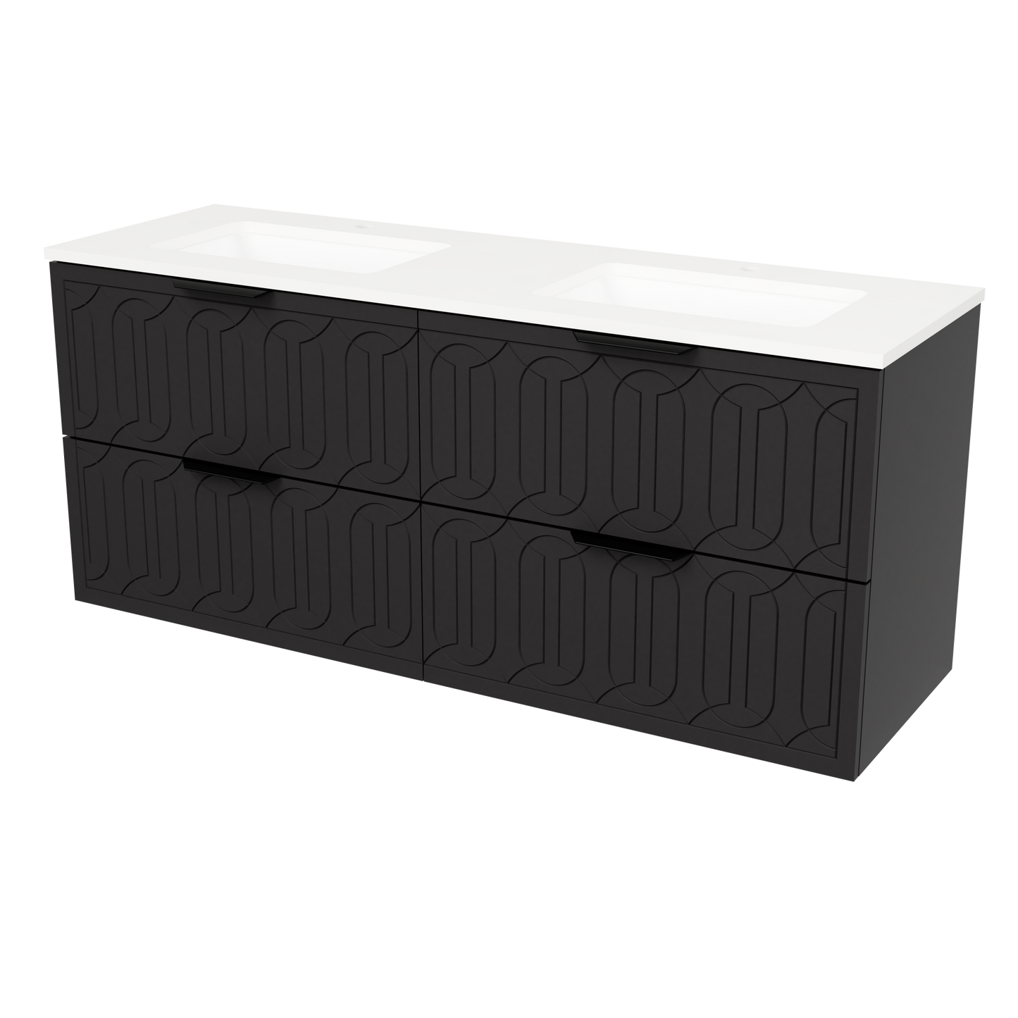 Elenora Wall Mount Vanity 60 Inch Black Satin
