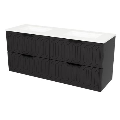 Elenora Wall Mount Vanity 60 Inch Black Satin