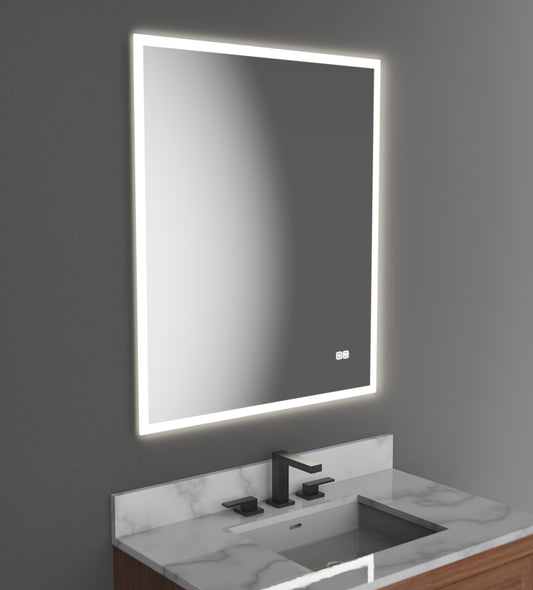 Calm Lighted Slique Mirror, 24" x 30" x 7/8", Rectangular, 2700/3000/4000K Temperature, Deffoger, Dimmable